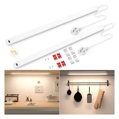 (60CM-Warm White-2PACK) Cabinet lighting wave sensor dimming kitchen counter shelf table workben