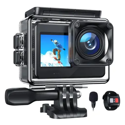 (Minimalist) 40M Waterproof Underwater Camera for Snorkeling, Wide Angle WiFi Dual Screen Vloggi