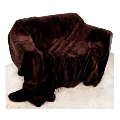 Quality Linen and Towels Chocolate Brown Mink Throw Luxury Soft Plush Large (150cm x 200cm- Suit