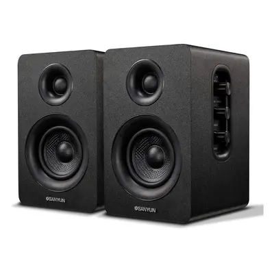 (Black) 3" Active Bluetooth 5.0 Bookshelf Speaker - 60W Carbon Fiber Speaker Unit - Built-in 24-