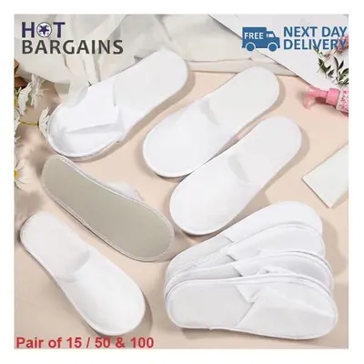 (100 Pairs) Spa Hotel Guest Slippers Closed Toe Towelling Disposable Terry Type LOT