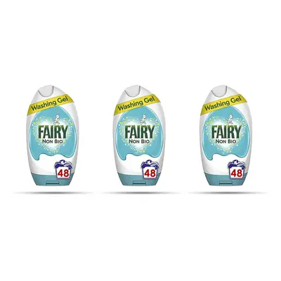 Fairy Non Bio Washing Liquid Laundry Detergent Gel, Washes, 1.8 L, for Sensitive Skin (Pack of 3