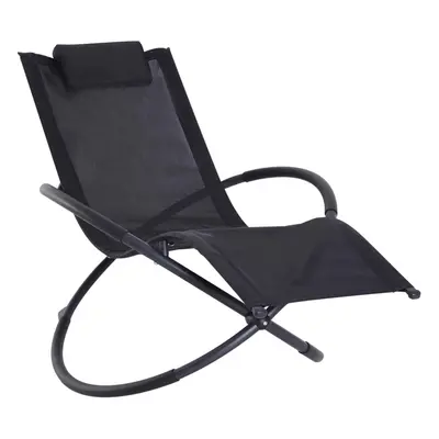 Outsunny Orbital Lounger Zero Gravity Patio Chaise Foldable Rock Chair w/ Pillow