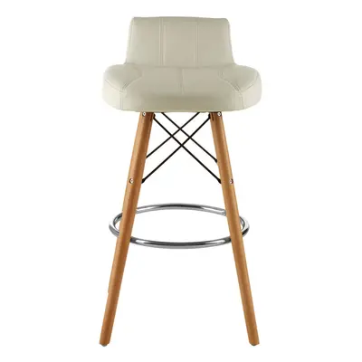 White Leather Effect Bar Stool, Comfortable Faux Leather Bar Stool, Space-Saver Leather Kitchen 