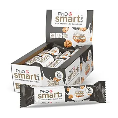 PhD Nutrition Smart Protein Bar, High Protein Low Sugar Protein Snacks, Cookies and Cream Flavou