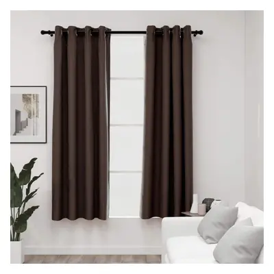 vidaXL Linen-Look Blackout Curtains with Grommets 2pcs Taupe 140x175cm