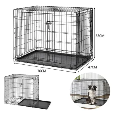 30 Inch PET CRATE Folding Strong Metal Double Door Puppy Dog Cage with Animal Floor Tray