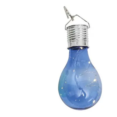 (Blue) Hanging Solar LED Light Bulb Lamp Waterproof Solar Rotatable Outdoor Garden Camping Hangi