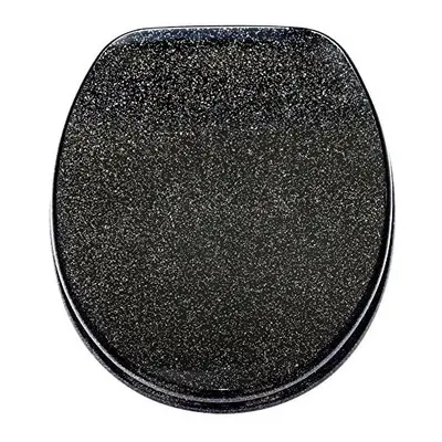 Toilet Seat | High-Quality Surface | Stable Hinges | Easy to Mount | Glittering Black