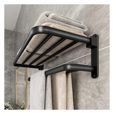 (Black) Towel Holder with Bars Wall Mounted,Self Adhesive Rail