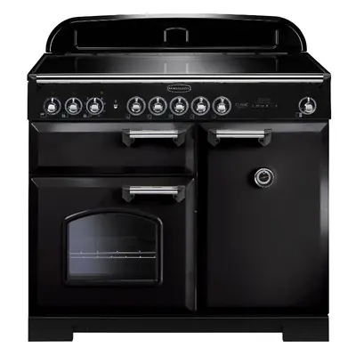 Rangemaster CDL100EIBL/C Classic Deluxe Black with Chrome Trim 100cm Induction Range Cooker - A 