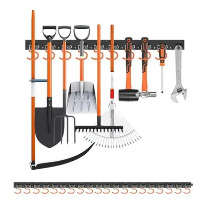 (orange) Wall Mounted Shovel Rack Type Cleaning Tool Hooks Useful Mop And Broom Holder Kitchen