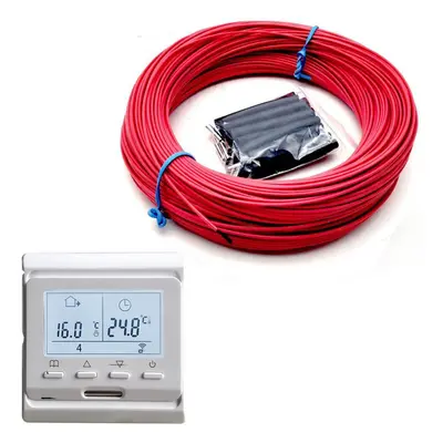 (underfloor heating set, White) 100m Heating Cable And WiFi Smart Thermostat Set 12K Floor Far I