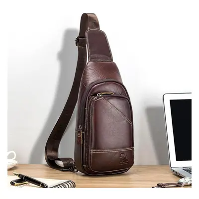 (brown) Laoshizi Brand Luxury Vintage Man Bags Leather Shoulder Bag For Men Business Messenger C