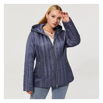 (as the picture, XL) Astrid Women Short Jacket Warm Fashion Windproof Coat Hooded Thin Outwear