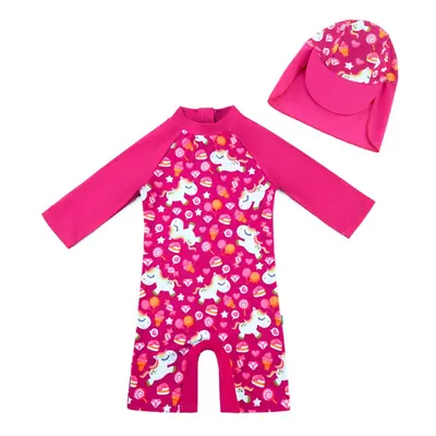 upandfast Baby/Toddler Girl One Piece Zip Sunsuits with Sun Hat UPF