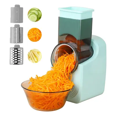 (Green) Electric Cheese Grater, Electric Salad Automatic Vegetable Chopper Slicer Professional w