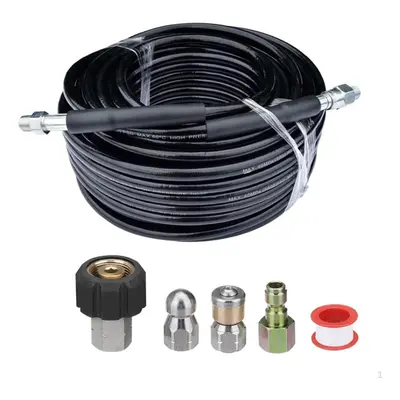 15m Pressure Washer Drain Hose Cleaning Kit With Jet Nozzle And Rotating