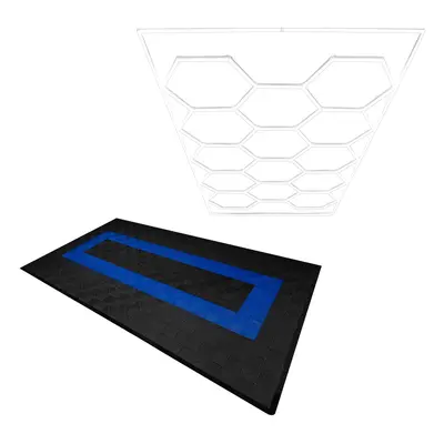 (Hexagon LED Light & Vented Garage Floor Tiles With Edges - Black & Blue) Vented Garage Floor Ti