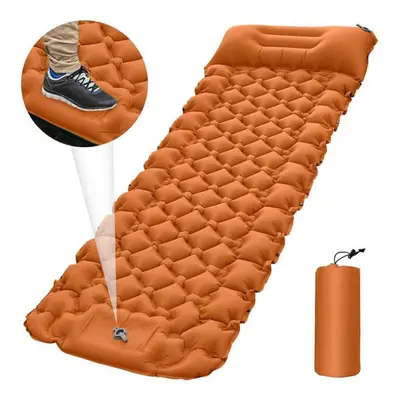 (orange, One Seat) New Ultralight Sleeping Pad Portable Camping Mat Inflatable Air Mattress Outd