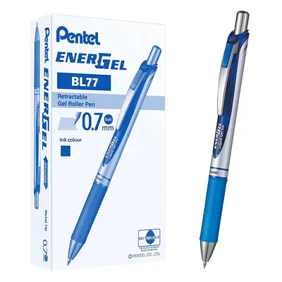 Pentel Energel XM Retractable Gel Pen with 0.7 mm Tip, 0.35 mm Line Width - Blue, Pack of