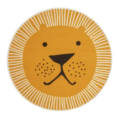 Habitat Kids Lion Face Circle Rug - Yellow - 100x100cm