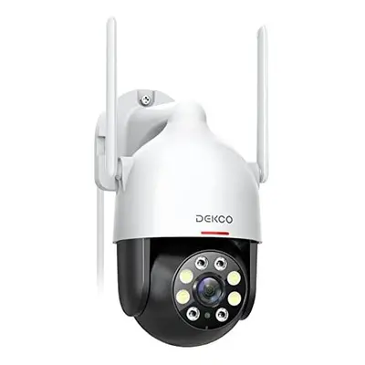 Security Camera Outdoor Floodlights, DEKCO CCTV Camera with Sound-Light Alarm, 1080P WiFi Home S