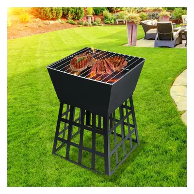 BBQ Portable Fire Pit Brazier Square Round Camping Party Barbecue