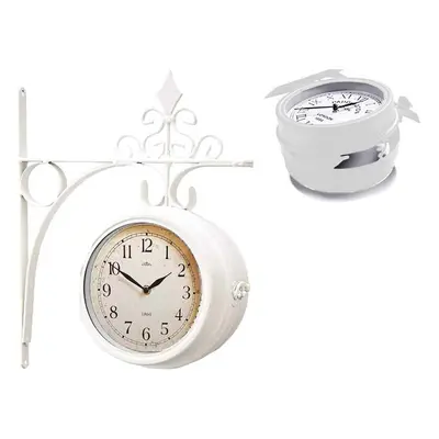 AAMEN Cream Outdoor Dual Sided Station Clock, Ornament Bracket Clocks