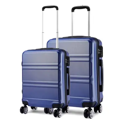 (Navy) PCS Luggage Set 20''+24'' Lightweight ABS Hard Shell Trolley Travel Case With TSA Lock