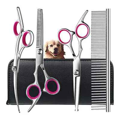 Dog Grooming Scissors kit with Safety Round Tips, TINMARDA Stainless Steel Professional Pet Groo