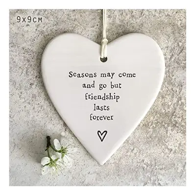 East of India Porcelain round heart Seasons come and go Keepsake Gift