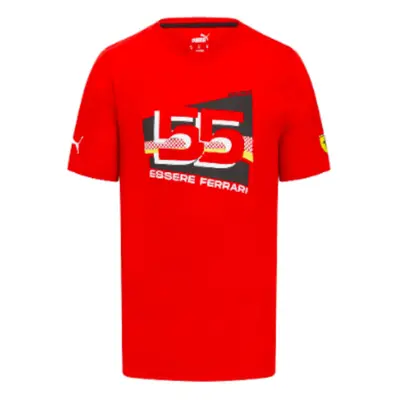 (L) Ferrari Carlos Sainz #55 Driver T-Shirt (Red)