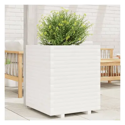 vidaXL Garden Planter Outdoor Flower Pot Planter Pot White Solid Wood Pine