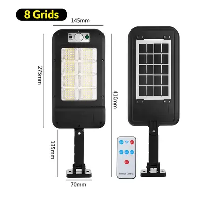 (8 Grids) 128LED Light Rechargeable Solar Power Street Light Human Body Induction Rural Remote C