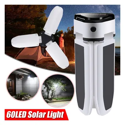 60LED Solar Power Fan Light Bulb Waterproof Portable Foldable Outdoor Camping Lamp