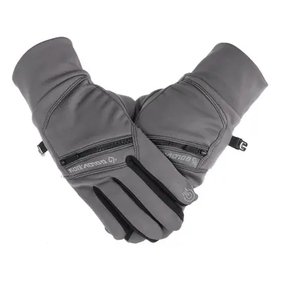 (Gray, L) Warm Thermal Winter Gloves Cycling Ski Snow Waterproof Anti-slip Bike Glove