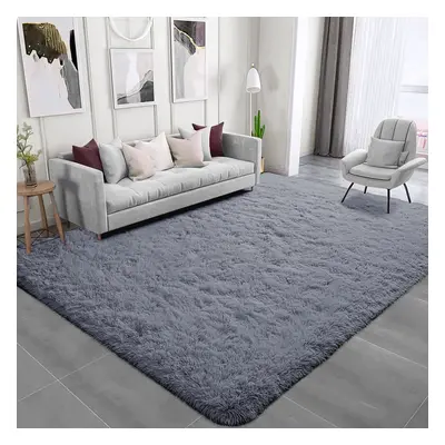 (SILVER, X 230) Extra Large Shaggy Rugs Living Room Runner Carpet