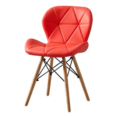 (Red) MOF Dining Chairs Wood Legs & Comfortable Padded