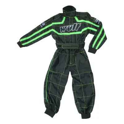 (Black Green, XS) Wulfsport Cub Blue Kids Motocross Motorbike Kart Race Suit