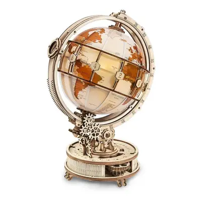 Globe Light Wooden World Map DIY Mechanical Moving USB Puzzle Map