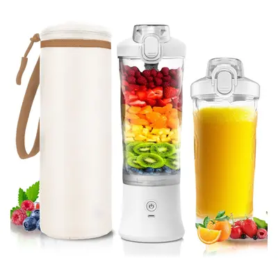 (White Blender With White Sleeve) Portable Blender Personal Juicer with Insulated Sleeve for Sha