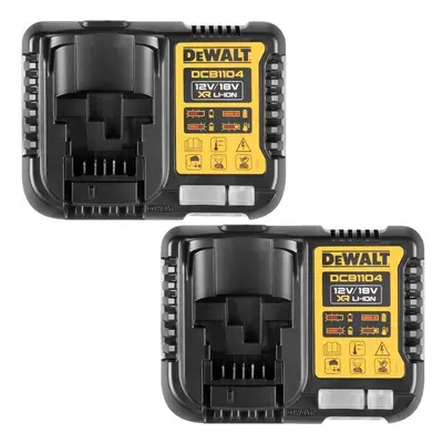 DeWalt DCB1104 Lithium XR Fast Min Battery Charger 12v 14.4v 18v - Twin Pack