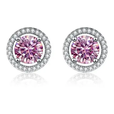 (pink, 2x1 carat) Bagueringen Real Sterling Silver Jewelry Women&apos;s Moissanite Stud Earrings