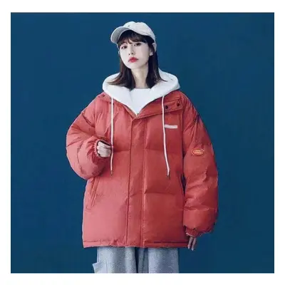 (red, M) Women&apos;s Winter Oversize Jacket Down Cotton Padded Coat Female Loose Casual Overcoa