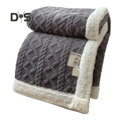 (grey, 1.5x2m) Winter Thickened Blanket Double-sided Fluff Plush Double-layer 3D Jacquard Solid 