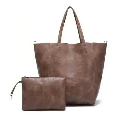 (coffee, 58x22x41cm) European Style New Arrival Soft Pu Leather Tote Bag With Buckle Closure And