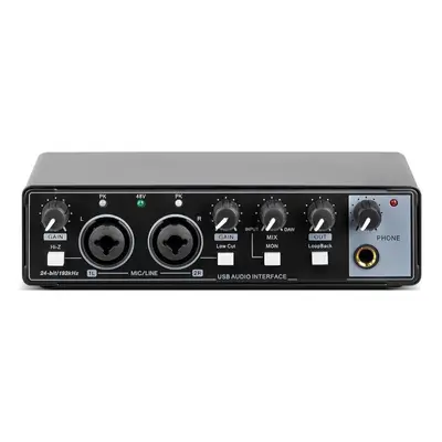 (black) Md22 Recording Sound Card 48v Phantom Power 24-bit/192 Khz Usb Audio Interface With Loop