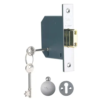 Yale B-M552-CH-65 Lever Mortice Deadlock, Boxed, Suitable for External Doors, Polished Chrome, 2