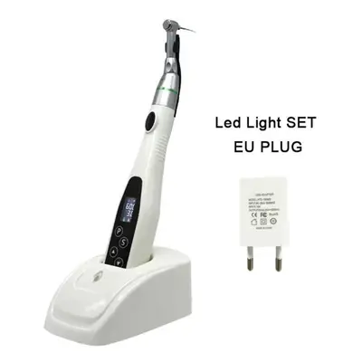 (white, EU Plug) Dental Wireless Endo Motor Smart With Led Lamp 16:1 Standard Contra Angle Low S